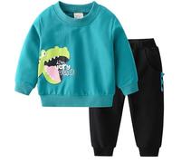 NautySaurs Toddler Boys Clothes Sets Kids Printed Sweatshirt and Pants Set Spring Fall Outfits (4-5 Years, A-blue)