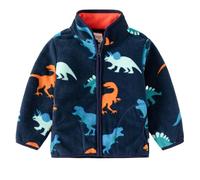 NautySaurs Toddler Boys Fleece Jacket Spring Fall Lightweight Coat Printed Full Zipper Outerwear (5-6 Years, Navyblue)