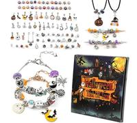 Nauvoo Remembered Halloween Treasures Charm Bracelet, Halloween Advent Calendar 2025, 20-Day Unique DIY Charm Bracelet & Bead Set with Pumpkins, Bats, Skulls, Spooky Fun Countdown Calendar