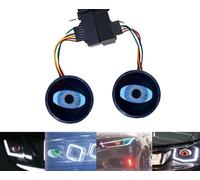 NAUXIU 2Pcs Creative USB Devil Eye Demon Evil Eyes Headlight Led Dynamic Devil Eye Car 12v Headlights for Any Car Model, Blue and Red Adjust Devil Eye Auto Car Motorcycle Mini Projector Lens Lamp
