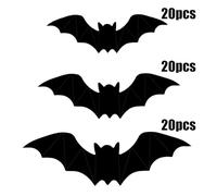 NAUXIU 3D Bat Design LED Decoration, Halloween Lighted Bat Decorative Wall Stickers, Hanging Wall Clings, Luminous Glow Halloween D