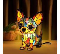 NAUXIU Dog Lamps,Stained Resin Chihuahua Lamp,Glow Buddy Dog Lamp,3D Dogs Series Art Decor Table Night Light,Cute Puppy Themed LED Night Light, Vintage Home Decor,Fun Gift for Dog Lover
