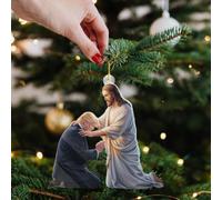 NAUXIU Funny Donald Trum-p Christmas Ornaments 2024,We Live Under God's Love Presidential Election 4.5" Acrylic Car Mirror Hanging Trum-p Christmas Tree Ornaments Gifts for Conservative Supporters