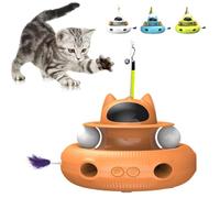 NAUXIU Interactive Cat Toys for Indoor Cats,4-in-1 Automatic Kitten Toy,Motion Activated Electronic Fluttering Feather,Track Balls, Moving Feather Toys for All Breeds,USB Rechargeable