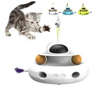 NAUXIU Interactive Cat Toys for Indoor Cats,4-in-1 Automatic Kitten Toy,Motion Activated Electronic Fluttering Feather,Track Balls, Moving Feather Toys for All Breeds,USB Rechargeable