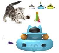 NAUXIU Interactive Cat Toys for Indoor Cats,4-in-1 Automatic Kitten Toy,Motion Activated Electronic Fluttering Feather,Track Balls, Moving Feather Toys for All Breeds,USB Rechargeable