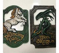 NAUXIU Lord Of The Rings The Prancing Pony And The Green Dragon Pub Signs Set, 11 X 7 Inch Handmade 3D Bar Style Signs, Funny Pub Home Decorative Sign A+B