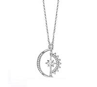 NAUXIU To My Badass Squad Necklace-We Always Have Each Others Back,S925 Sterling Silver Sun Star and Moon Necklace,Rotatable Moon Star Pendant Necklace,Friendship Necklace for My Best Friend