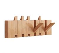 NAUXIU Wall Mounted Piano Coat Rack| Coat Rack Wall Mount| Flip Down Hook Rack 6 Hooks| Entryway Wall Art Hook,Made of Acacia Wood