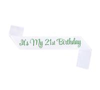 NAUXIUDSJS It's My 21st Birthday Sash, Birthday Sash for Women, Birthday Princess 21st Birthday Gifts Decorations for Happy 21st Birthday Party Favor Supplies,White Green