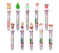 NAUZE 10 Pieces Christmas Multicolor Ballpoint Pens Christmas Tree Santa Reindeer 10 in 1 Retractable Ballpoint Pens (10)