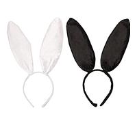 NAUZE 2 Pieces Bunny Ears Headband Black and White Rabbit Ear Hair Hoop Halloween Easter Masquerade Party Rabbit Ear Costume Accessories