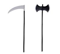 NAUZE 2 Pieces Grim Reaper Scythe and Axe Devil Scythe Double Sided Axe Detachable Halloween Scary Weapon for Halloween Cosplay Fancy Dress Accessory