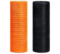 NAUZE 2 Rolls 10 Inch x 10 Yards Halloween Poly Mesh Ribbon Black Orange Metallic Foil Deco Mesh Ribbon for Wreath Swags (Black, Orange)