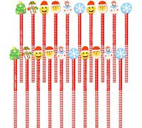NAUZE 20 Pieces Christmas Pencils with Erasers Snowman Christmas Tree Santa Pencil Set Wooden Pencils with Christmas Themed Erasers (20)