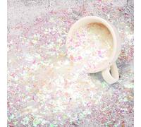 NAUZE 200g Christmas Artificial Fake Snow Flakes Decorative Artificial Snowflakes for Christmas Tree Table Decoration (Iridescent)
