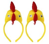 NAUZE 2Pcs Chicken Headband Set Fluffy Rooster & Easter Chick Hair Hoop Soft Plush Hen Costume Headwear Farm Animal Fancy Dress Accessory for Halloween Birthday Party Cosplay