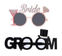 NAUZE 2Pcs Groom Bride Party Sunglasses Wedding Funny Glitter Accessories Bachelor Party Glasses Photo Props for Adult Groom to Be Novelty Bachelor Party