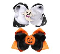 NAUZE 2Pieces Halloween Hair Bow Clips Ghost Cute Pumpkin Colored Clips Vintage Barrette Compact Hair Accessories for Women Children