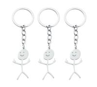 NAUZE 3 Pieces Silver Middle Finger Keychain Funny Doodle Keychain Smiley Face Pendant Keyring Long Distance Friendship Jewelry Gift for Men Women