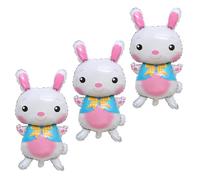 NAUZE 3Pieces Easter Rabbit Foil Balloons Bunny Shaped Cute Balloons Birthday Party Decorations for Easter Party Supplies Woodland Animals Theme Baby Shower