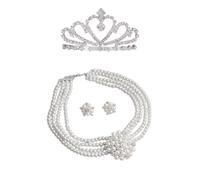 NAUZE 3Pieces Holly Golightly Accessories Set Silver Hair Comb Pearl Earrings and Necklace Audrey Inspired Party Jewelry Set for Women Wedding Baby Bridal