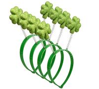 NAUZE 4 Pack St. Patricks Day Headband Shamrock Glitter Clover Leaf Bopper Irish Party Boppers