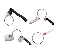 NAUZE 4 Pieces Halloween Scary Headbands Bloody Knife Head Wear Novelty Halloween Headband Zombie Headbands for Halloween Party Dress Up