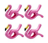 NAUZE 4Pieces Flamingo Beach Towel Clips Multicolor Pool Towel Clip Sunbed Towel Clips Large Laundry Pegs for Sun Loungers Patio Pool Washing