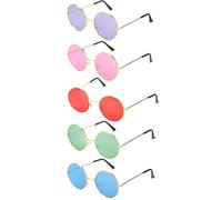 NAUZE 5 Pairs Hippy Specs Sunglasses Round Hippie Sunglasses Retro John 60's Style Round Colored Sunglasses