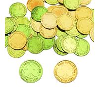 NAUZE 50 Pcs St. Patrick's Day Gold & Green Coins, Lucky Clover Fake golden Coin Money Plastic Toy for Kids Irish Festival Party Favor, Party Decorate Supplies (50)