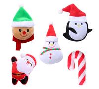 NAUZE 5Pieces Christmas Catnip Toys Christmas Cane Santa Claus Gingerbread Man Penguin Snowman Catnip Toys Interactive Cute Cat Plush Chew Toys for Playing Chewing Teeth Cleanin
