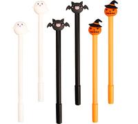 NAUZE 6 Pieces Halloween Pens Pumpkin Pens Ghost Bat Ink Gel Pen Black Writing Pens Ballpoint Pens