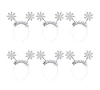 NAUZE 6Pieces Snowflake Headbands Feather Snowflake Head Boppers with Tinsel Glitter Hair Accessories for Women Xmas Party