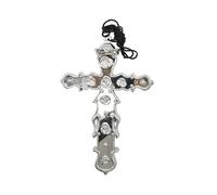 NAUZE Cross Pendant Necklace Personalized Original Cross Necklace Halloween Cosplay Costume Party Decorations Nun Costume Accessory for Adult Ladies Dress (Silver)