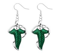NAUZE Elegant Green Tree Leaf Enamel Earrings The Rings Earrings Elven Style Nature Inspired Drop Earrings Lucky Jewelry Gift for Cosplay Festive Wear