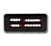 NAUZE False Teeth Upper + Lower Temporary Teeth Crowns Replacement Kit Missing Loose Tooth Fill Component for Replacement DIY or Halloween