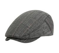 NAUZE Mens Tweed Flat Cap Classic Newsboy Cap Adjustable Irish Beret Peaky Style Hat Driving Cabbie Flat Hat Lined Checked Flat Cap Vintage Style Baker Boy Cloth Hat（Grey）