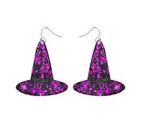 NAUZE Witches Hat Earrings Purple Elegant Magic Witch Wizard Hat Earrings Halloween Themed Costume Jewelry Gifts for Women Halloween Party