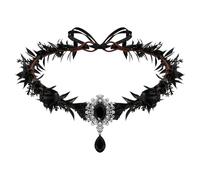 NAUZE Woodland Black Fairy Crown Headpiece for Renaissance Gothic Black Crown Royal Dark Circlet Halloween Cosplay Medieval Costumes