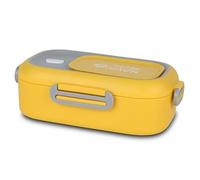 Nava Lunch Box We Care - 800ml, Stainless Steel with Secure 4-Clip Lid & Plastic Spork, BPA-Free, Spill and Leakproof, Dishwasher Safe, Ideal for Adults & Kids, Ergonomic Design, Travel, Yellow