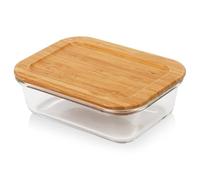 NAVA Rectangular Airtight Glass Food Container Arizona 650ml - Sustainable, Bamboo Lid, Dishwasher Safe, Microwave, for Oven & Freezer, Scratch, Odor & Temperature Resistant, Perfect for Travel