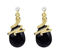 Navachi 18k Gold Plated Crystal Black Zircon Snake Drop Az1357 Stud Earrings