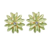 Navachi 18k Gold Plated Flower Green Marquise Horse-eye Opal Az1598e Omega Earrings