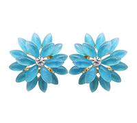 Navachi 18k Gold Plated Flower Lake Blue Marquise Horse-eye Opal Az1597 Omega Earrings