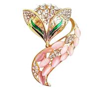 Navachi 18k Gold Plated Pink Opal Crystal Fox Lowrie Head Tail Az7610 Brooch pins