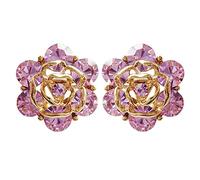 Navachi 18k Gold Plated Purple Crystal Leaves Flower Clip-on Az1894 Earrings