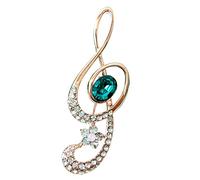 Navachi 18k Gold Plated White Crystal Green Zircon Music Notes Az7080 Brooch Pin