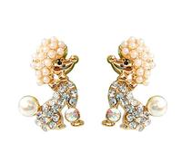 Navachi 18k Gold Plated White Crystal Pearl Dog Poodle Ear Stud Az2057e Earrings