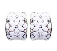 Navachi 18k White Gold Plated Square Rainbow White Enamel Flower Omega Az1931 Earrings